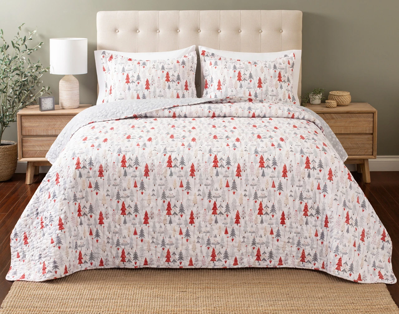 Front view of our Merryvale Coverlet Set dressed over a plain bed.