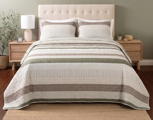 Front view of our Stratton Coverlet Set dressed over a plain bed.