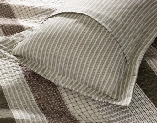 Reverse view of the envelope enclosure of a pillow sham from our Stratton Coverlet Set.
