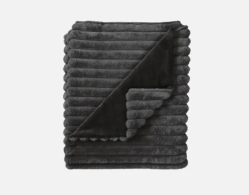 Our Channel Plush Throw - Dark Slate folded into a rectangle against a white background.