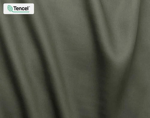 Close up on the surface of our Eucalyptus Luxe Duvet Cover in Bonsai Green.