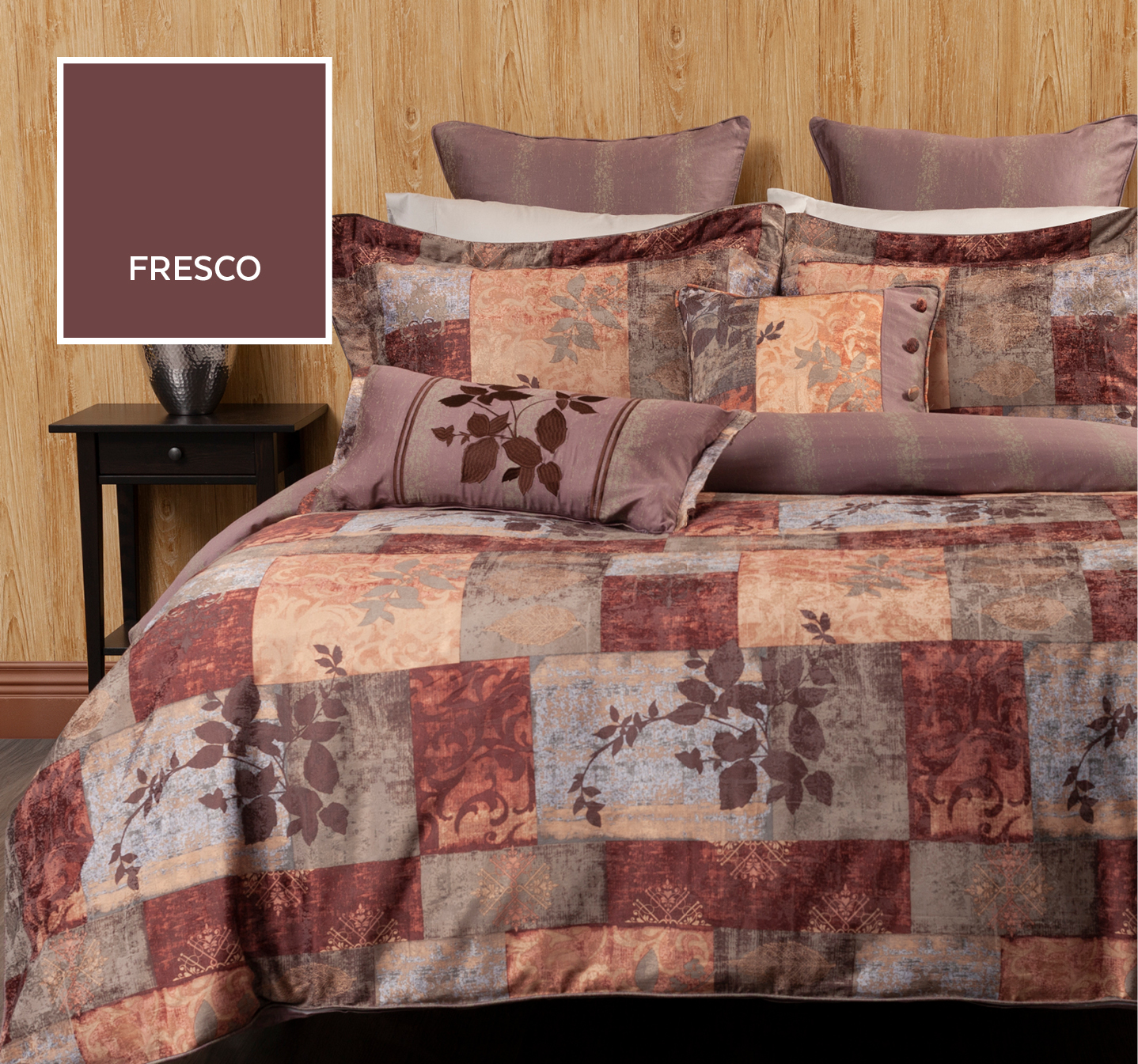 Fresco Duvet Cover with Brown and Taupe Print