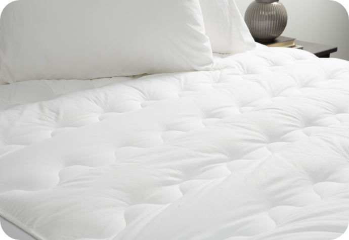 Our Pillow Top Mattress Protector on a bed.