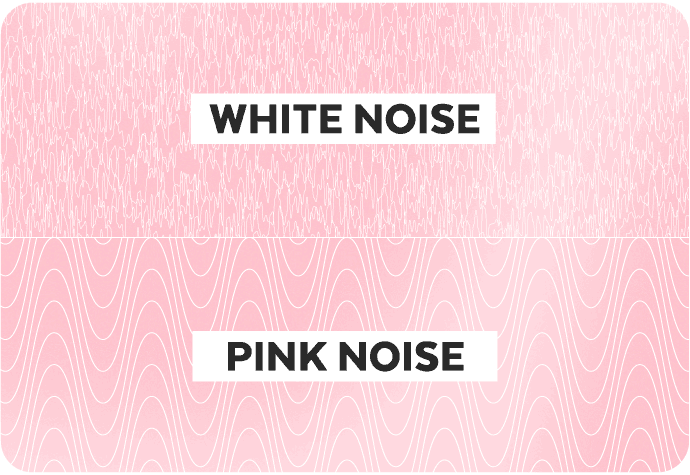 Un graphique illustrant les fréquences du bruit blanc et du bruit rose.