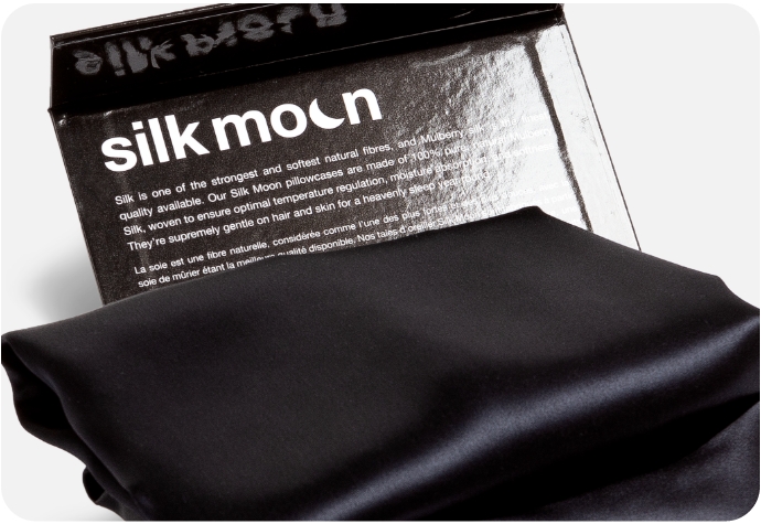 Silk Moon Mulberry Silk Pillowcase in black.