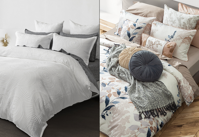 Our Boca Bedding Collection and Alder Bedding Collection dressed with decorative euro pillows, round cushions and boudoir cushions.